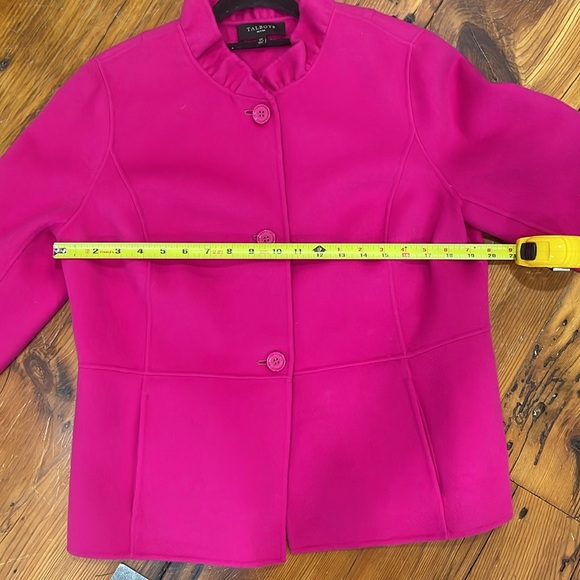 Talbots pink ruffle collar button blazer light wool jacket size 12 petite - Picture 13 of 16
